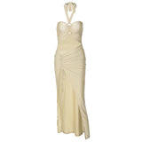 Women Dresse Long Skirt Hollow out Waist Back Slit Dress