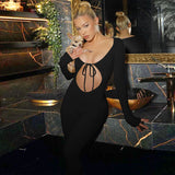 Women Jumpsuit Autumn Sexy Chest Hollow Slim Fit Long Sleeve Jumpsuit
