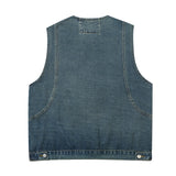 Men Vest Denim Cargo Pants Vest Loose Leisure Workwear Vest