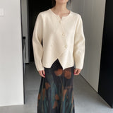 Women Cardigan Sweater Double Breasted Vintage Autumn Cardigan Long Sleeve Sweater Coat Q730