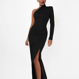 Women Dress off-Shoulder and Black Dress Hip-Wrapped Dress