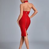 Women Evening Dress Sexy off Shoulder Slim-Fit Evening Dress Bandage One-Piece Dress