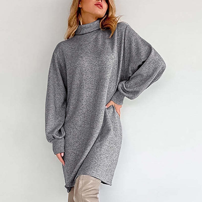 Women Dress Autumn and Winter Turtleneck Knitted Sweater Dress