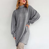Women Dress Autumn and Winter Turtleneck Knitted Sweater Dress