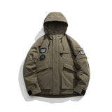 Unisex Winter Cotton Coat Three-Dimensional Pocket Hooded down Jacket Retro Workwear down Jacket
