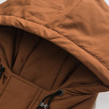 Unisex Winter Cotton Coat Three-Dimensional Pocket Hooded down Jacket Retro Workwear down Jacket