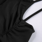 Women Dresses Black Slip Dress Long Dress (Bla0420)