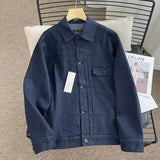 Women Jacket Spring and Autumn Loose Washed-out Lapel Casual Workwear Denim Jacket