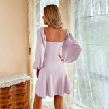 Women Dress Puff Sleeve Long Sleeve Dress Skirt