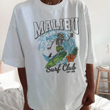 Malibu Surf Club Skeleton Beach T-Shirts Women Oversized