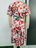 Women Evening Gown Sexy Casual V-neck Swing Printed Dress