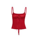 Women Tops Spring Slim-Fitting Suspenders Vest Sexy Backless Bow Top