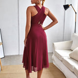 Women Evening Gown Sexy Backless Chiffon Dress
