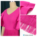 Harlem Night Attire Tassel Skirt Ruffle Sleeve Sexy V-neck Formal Dress