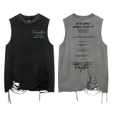 Women Vest Washed and Worn Ripped Sleeveless T-shirt Vintage Vest