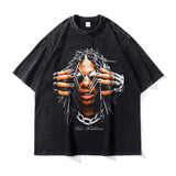 Asap Rocky T Shirts Washed Vintage Hip Hop Short Sleeve Print