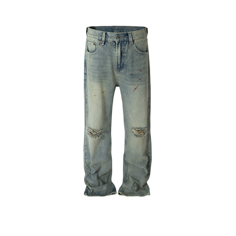 MIJKO Men Vintage Pants MIJKO Design Trousers Ripped Old Jeans
