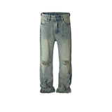 MIJKO Men Vintage Pants MIJKO Design Trousers Ripped Old Jeans