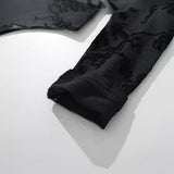 Women Tops Summer Flocking Mesh Stand Collar Jumpsuit Sexy Top