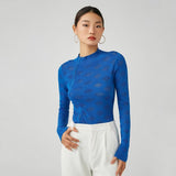 Women Sweater Knitwear Turtleneck Hollow out Diamond Lattice Jumpsuit Women's Autumn Stretch Slim Fit Base Long Sleeve Knitted T-shirt