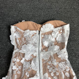 Women Evening Dress Elegant Lace Three-Dimensional Flower Sexy Dress Dress