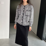 Women Cardigan Sweater Spring Cardigan Coat Black and White Button Sweater Coat 1t1308