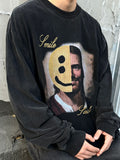 Mens T-shirts SAINT MICHAEL CHO saint smile wash water do old long sleeve T-shirt