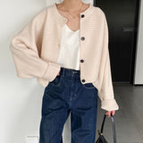 Women Cardigan Sweater Autumn Cardigan Top Knitted Cropped Coat Top 8t3108