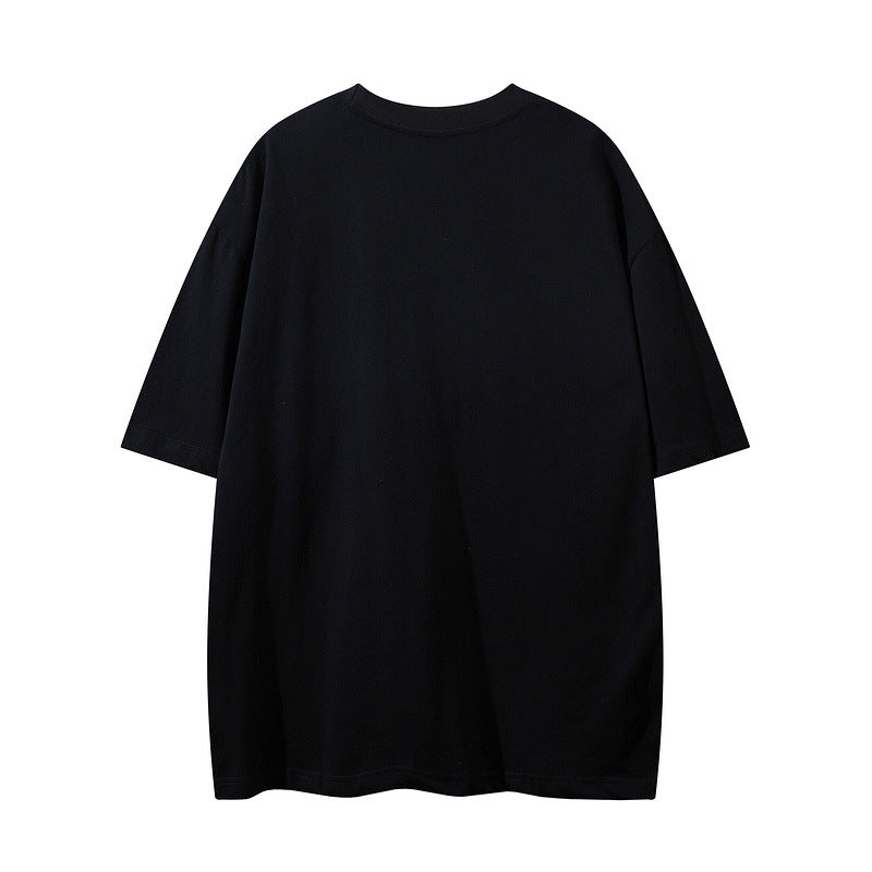 Men T Shirt Spring/Summer Letters Contrast Color Affixed Cloth Embroidered Short Sleeve T-shirt
