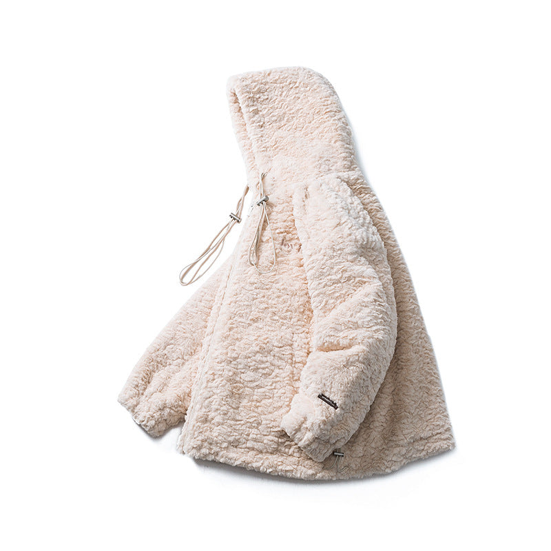 Unisex Winter Cotton Coat Plush Hooded Cotton-Padded Neutral Embroidered Letter Cotton-Padded Jacket