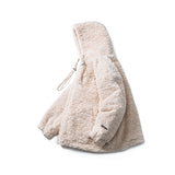 Unisex Winter Cotton Coat Plush Hooded Cotton-Padded Neutral Embroidered Letter Cotton-Padded Jacket