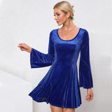 Women Dress Autumn and Winter Bell Sleeve Velvet Dress
