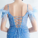 Harlem Nights Outfits Velvet High-Density Sequined Fishtail Evening Dress