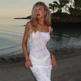 Women Dresses Summer Slim Fit Long Dress Sexy Flocking Suspenders Dress
