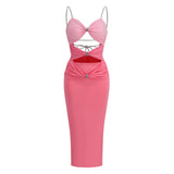 Women Dresses Sexy Backless Spaghetti Straps Dress Long Skirt Hip Skirt Gown (Zns0409)