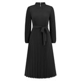 Women Date Dress Ol Slim Fit Long Dress Autumn and Winter Stand Collar Dress