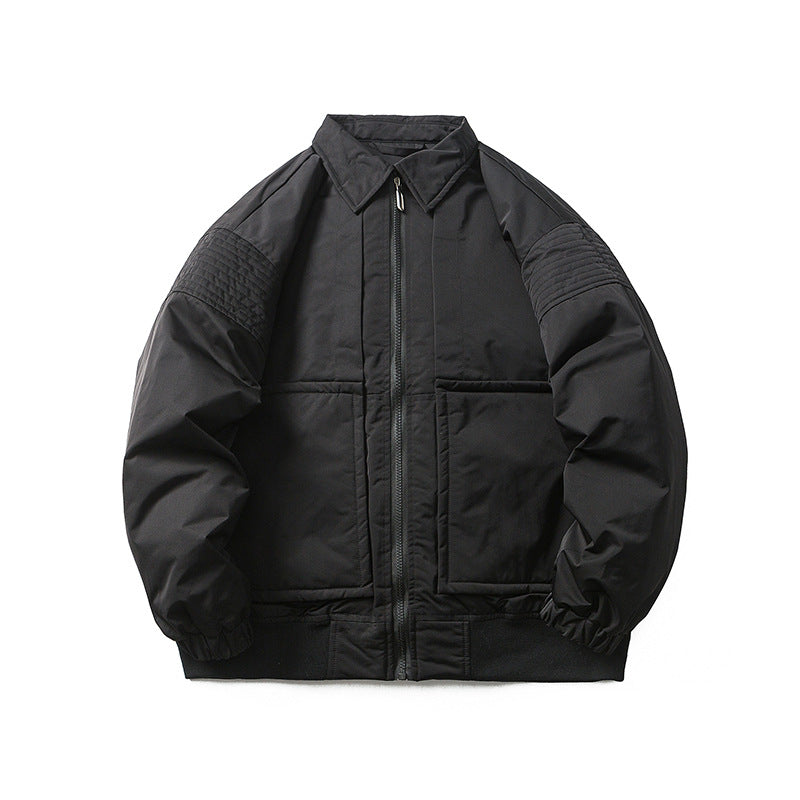 Unisex Winter Cotton Coat Three-Dimensional Pocket Decorative Lapel down Jacket Retro down Jacket