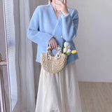 Women Knitwear Autumn and Winter V-neck Tassel Loose Knitted Cardigan