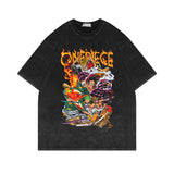 Washed and old short-sleeved T-shirt retro ONE PIECE