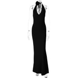 Women Dresses Spring Sexy V-neck Backless Dress