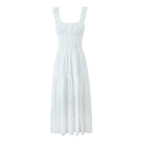 Women Dresses Summer Square Collar Embroidery Backless Dress Sexy Dress (Xds0414)
