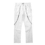 Men Sweatpants Zipper Straight-Leg Trousers Loose Casual Pants