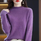 Women Knitwear Autumn Winter Retro round Neck Sweater Loose Sweater