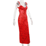 Women Dresses Summer Slim Fit Dress Sexy Print Backless Slip Dress