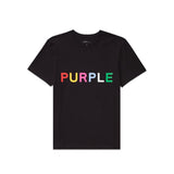 Purple Brand T Shirts Casual Short Sleeve Loose round Neck Color Letter Printed Black T-shirt