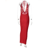 Women Dresses Summer Sexy V-neck Backless Slim Fit Sleeveless Dress