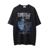 Men Vintage T-Shirt Printed Short-Sleeved T-shirt Men Distressed Loose T-shirt