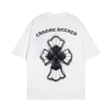 CHH Chrome Heart T Shirts Croix Cross Leather Printed Short Sleeve T-Shirt