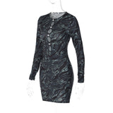 Women Dresses Winter Sexy Hollow Long-Sleeved Slim Fit Hip Skirt