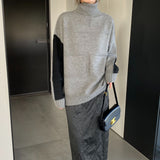 Women Winter Knitted Sweater Autumn and Winter Turtleneck Sweater Loose Pullover Sweater 8t3109